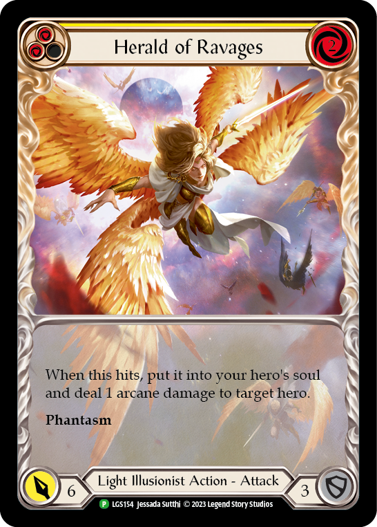 Image of Herald of Ravages (Yellow) (Extended Art) [LGS154] (Promo)  Rainbow Foil