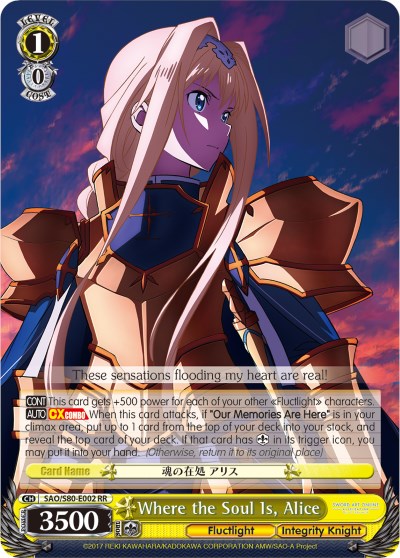 Image of Where the Soul Is, Alice (SAO/S80-E002 RR) [Sword Art Online -Alicization- Vol.2]