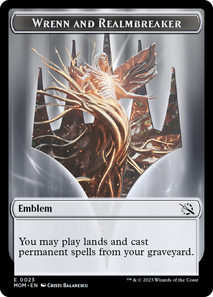 Image of Phyrexian Myr // Wrenn and Realmbreaker Emblem Double-Sided Token [March of the Machine Tokens]