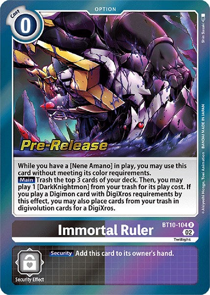 Image of Immortal Ruler [BT10-104] [Xros Encounter Pre-Release Cards]