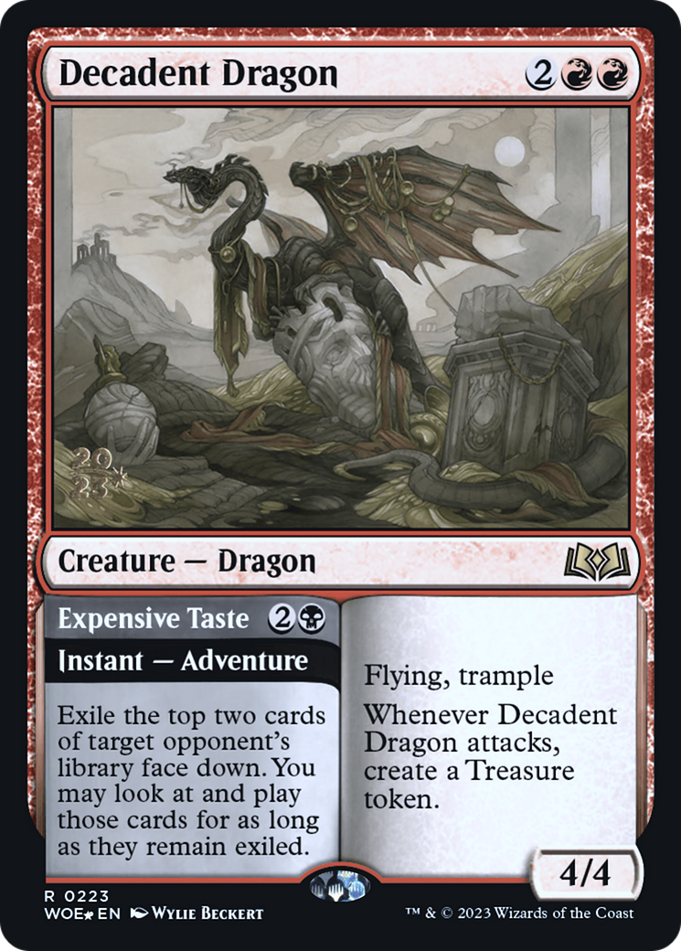 Image of Decadent Dragon // Expensive Taste [Wilds of Eldraine Prerelease Promos]
