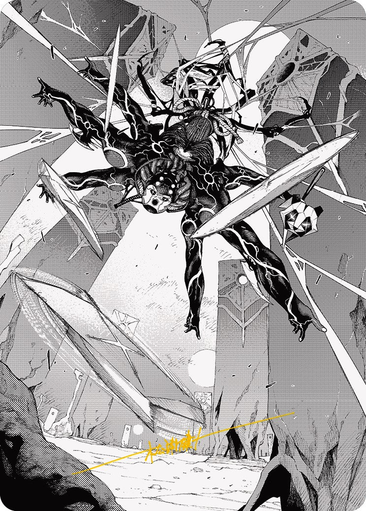 Image of Kaito, Dancing Shadow 2 Art Card (Gold-Stamped Signature) [Phyrexia: All Will Be One Art Series]