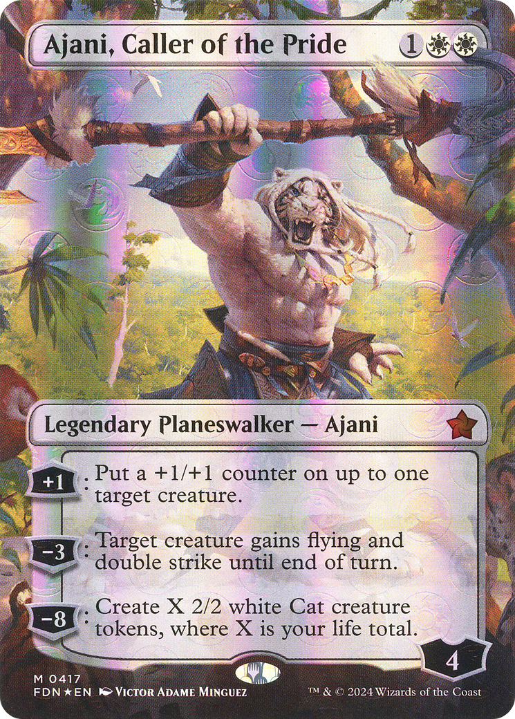 Image of Ajani, Caller of the Pride (Borderless) (Mana Foil) [Foundations]