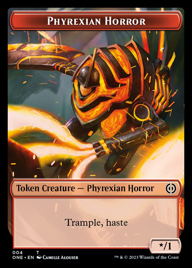 Image of Rebel // Phyrexian Horror (004) Double-Sided Token [Phyrexia: All Will Be One Tokens]