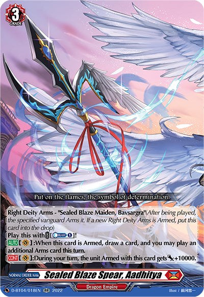 Image of Sealed Blaze Spear, Aadhitya (D-BT04/018EN) [Awakening of Chakrabarthi]