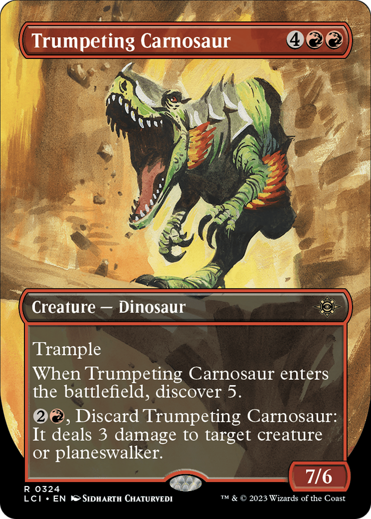 Image of Trumpeting Carnosaur (Borderless) [The Lost Caverns of Ixalan]