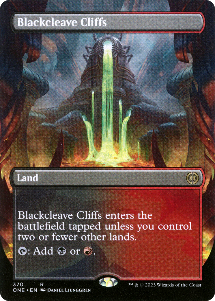 Image of Blackcleave Cliffs (Borderless Alternate Art) [Phyrexia: All Will Be One]