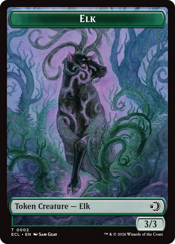 Image of Elk // Emblem - Oko, Shadowmoor Scion Double-Sided Token [Lorwyn Eclipsed Tokens]