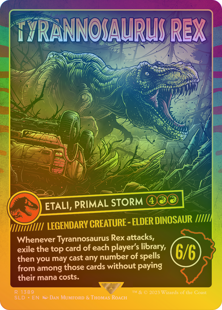 Image of Tyrannosaurus Rex - Etali, Primal Storm (Rainbow Foil) [Secret Lair Drop Series]