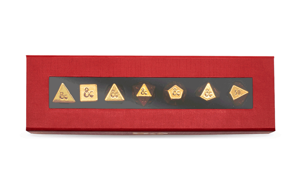 Image of D&D HEAVY METAL 7 SET OF DICE 50th ANNIVERSARY
