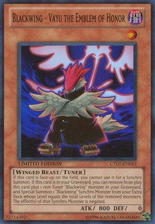 Image of Blackwing - Vayu the Emblem of Honor [CT07-EN012] Super Rare