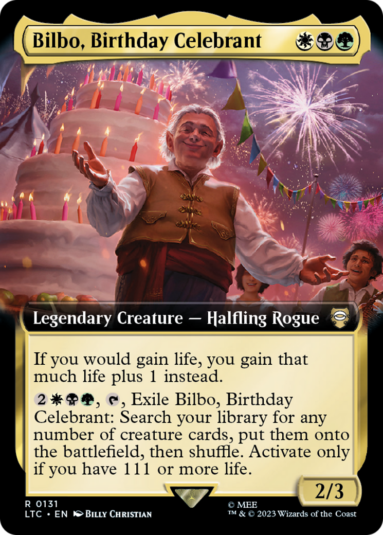 Image of Bilbo, Birthday Celebrant (Extended Art) (LTC-131) - Tales of Middle-earth Commander: (Extended Art) Foil