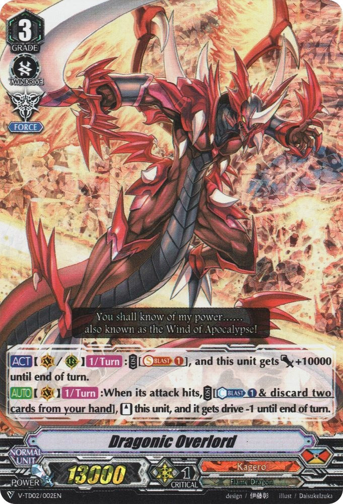 Image of Dragonic Overlord (RRR) (V-TD02/002EN) [Toshiki Kai]