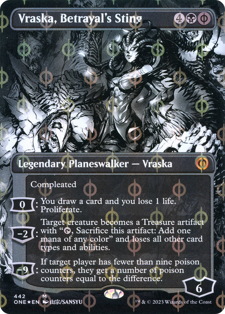 Image of Vraska, Betrayal's Sting (Borderless Manga Step-and-Compleat Foil) [Phyrexia: All Will Be One]