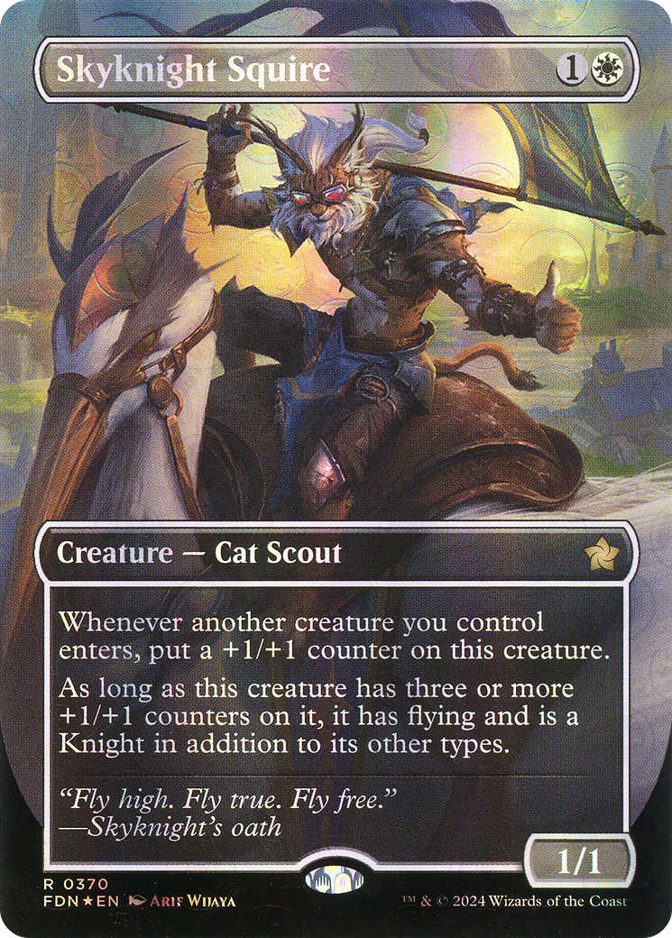 Image of Skyknight Squire (Borderless) (Mana Foil) [Foundations]