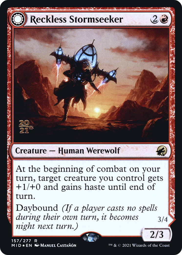 Image of Reckless Stormseeker // Storm-Charged Slasher [Innistrad: Midnight Hunt Prerelease Promos]