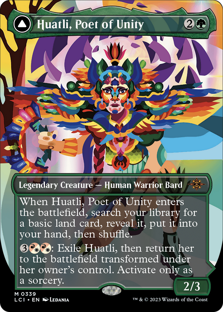 Image of Huatli, Poet of Unity // Roar of the Fifth People (Borderless) [The Lost Caverns of Ixalan]