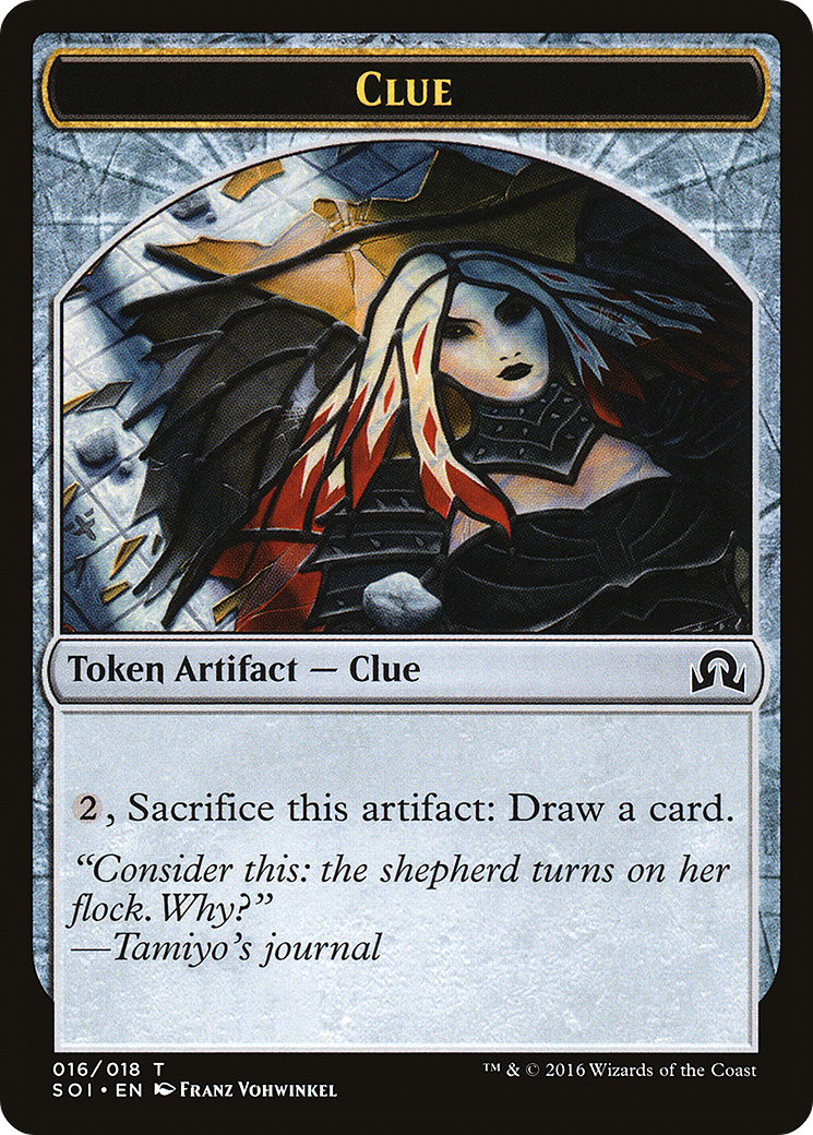Image of Clue Token (016/018) [Shadows over Innistrad Tokens]