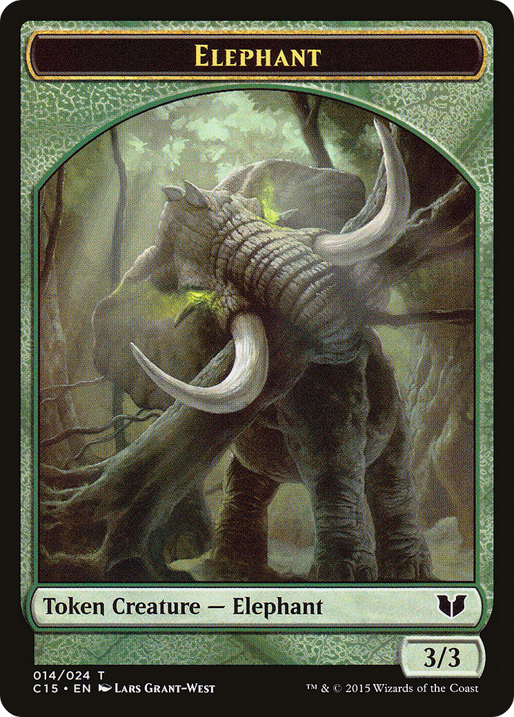 Image of Elephant // Saproling Double-Sided Token [Commander 2015 Tokens]