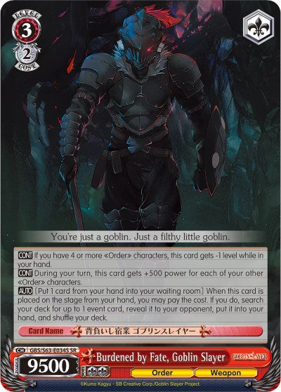 Image of Burdened by Fate, Goblin Slayer (GBS/S63-E034S SR) [Goblin Slayer]
