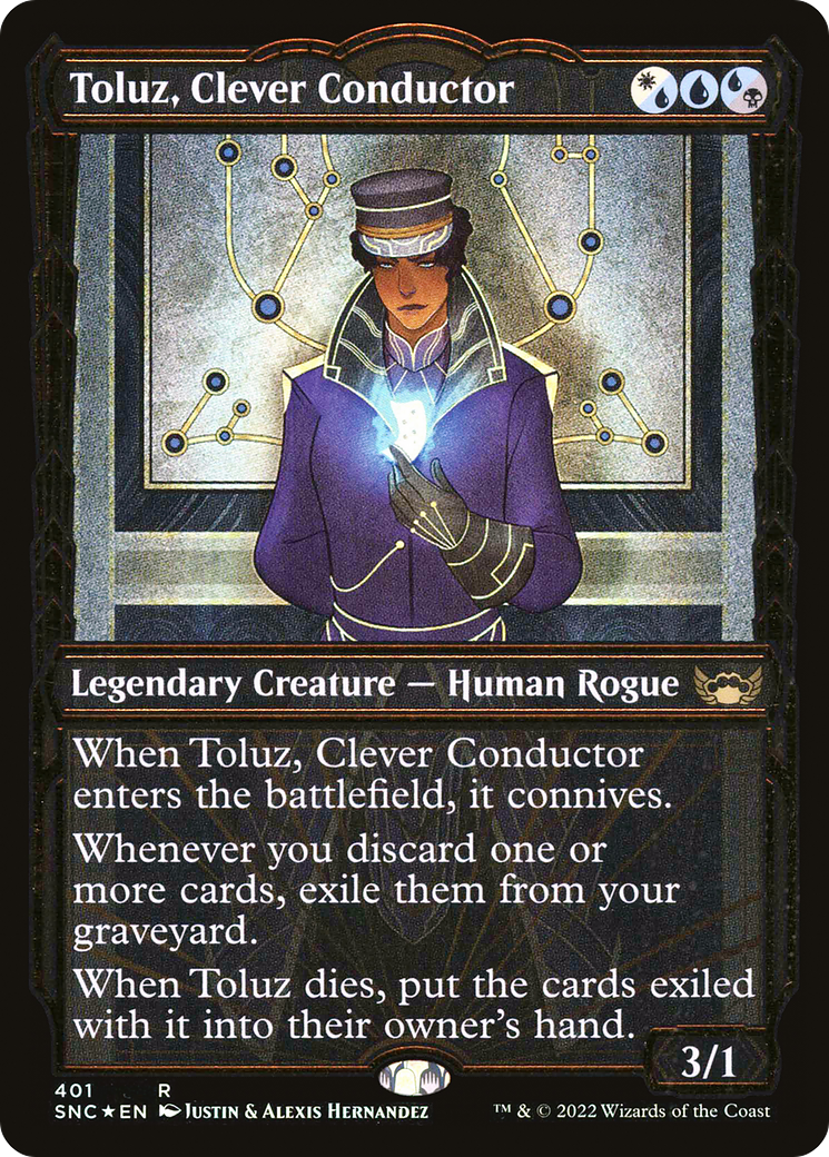 Image of Toluz, Clever Conductor (Showcase Golden Age Gilded Foil) [Streets of New Capenna]