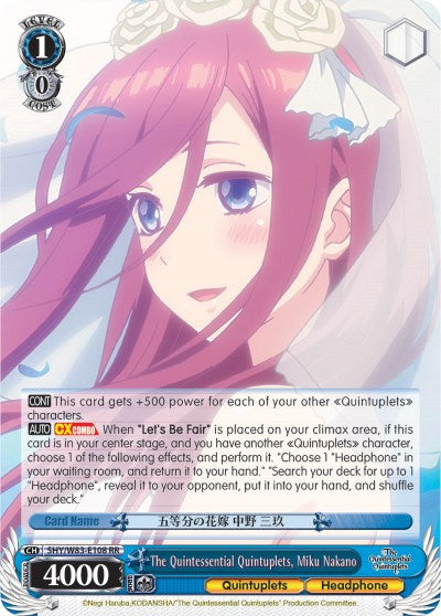 Image of The Quintessential Quintuplets, Miku Nakano (5HY/W83-E108 RR) [The Quintessential Quintuplets]