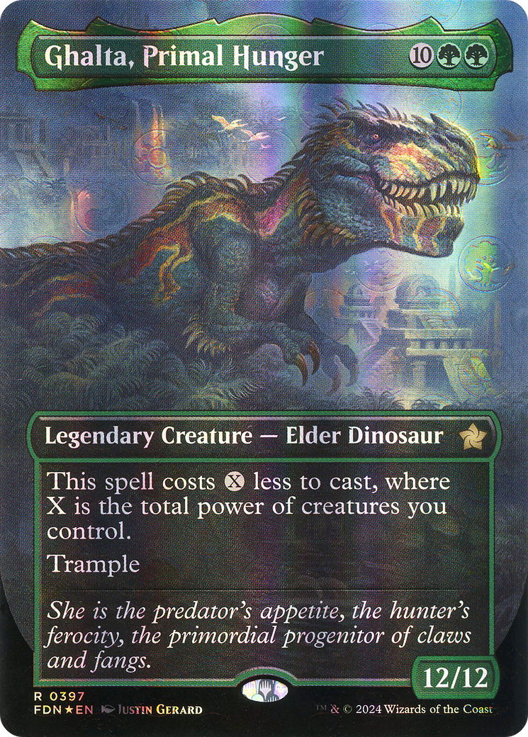 Image of Ghalta, Primal Hunger (Borderless) (Mana Foil) [Foundations]