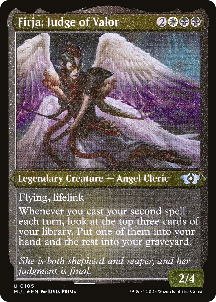 Image of Firja, Judge of Valor (Foil Etched) [Multiverse Legends]