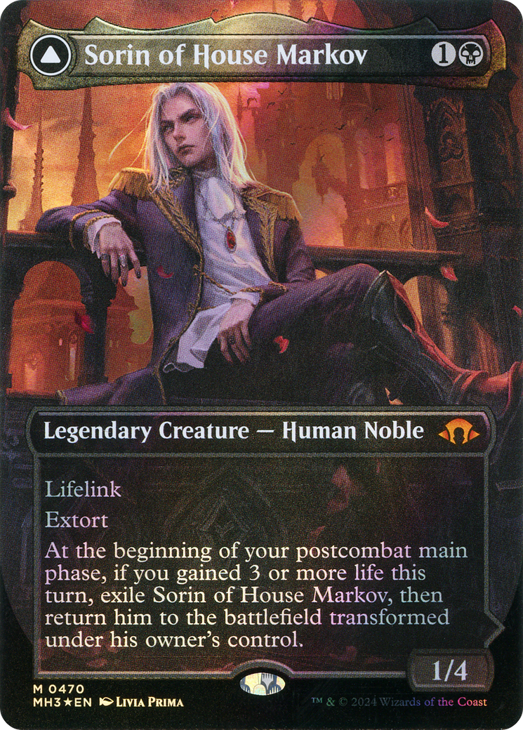 Image of Sorin of House Markov // Sorin, Ravenous Neonate (Borderless) (Textured Foil) [Modern Horizons 3]