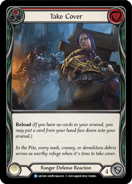 Image of Take Cover (Red) [U-ARC048] (Arcane Rising Unlimited)  Unlimited Rainbow Foil