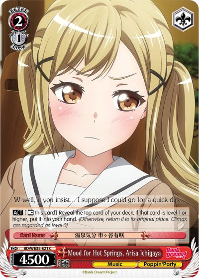 Image of Mood for Hot Springs, Arisa Ichigaya (BD/WE35-E21 C) (Parallel Foil) [Poppin'Party x Roselia]