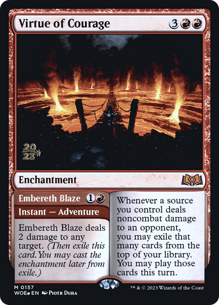 Image of Virtue of Courage // Embereth Blaze [Wilds of Eldraine Prerelease Promos]