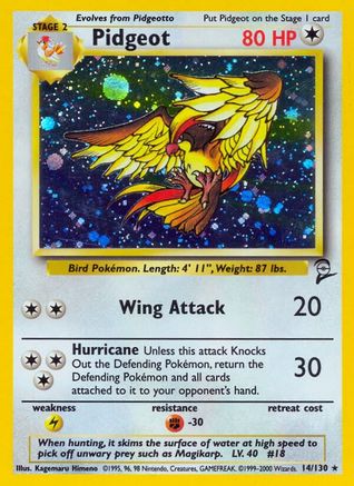 Image of Pidgeot (14/130) [Base Set 2]