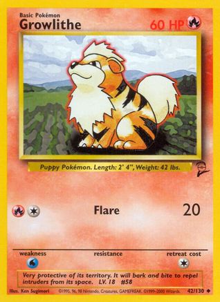 Image of Growlithe (42/130) [Base Set 2]