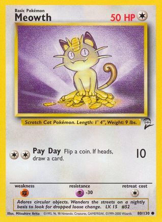 Image of Meowth (80/130) [Base Set 2]