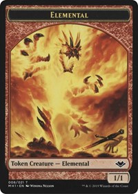 Image of Elemental (008) // Serra the Benevolent Emblem (020) Double-Sided Token [Modern Horizons Tokens]