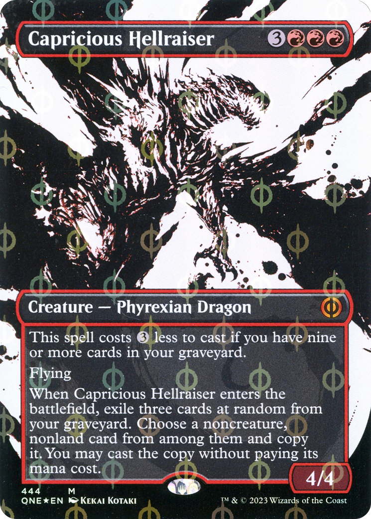 Image of Capricious Hellraiser (Borderless Ichor Step-and-Compleat Foil) [Phyrexia: All Will Be One]