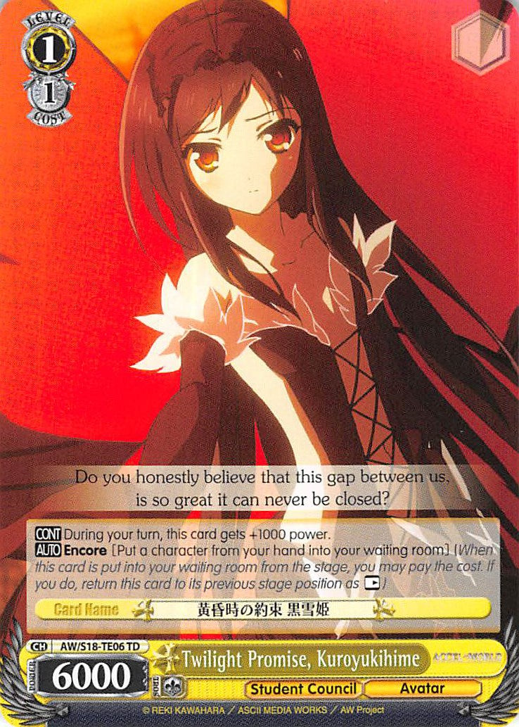 Image of Twilight Promise, Kuroyukihime (AW/S18-TE06 TD) [Accel World]