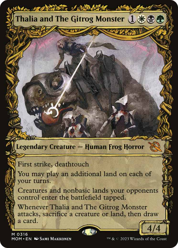 Image of Thalia and The Gitrog Monster (Showcase Planar Booster Fun) [March of the Machine]