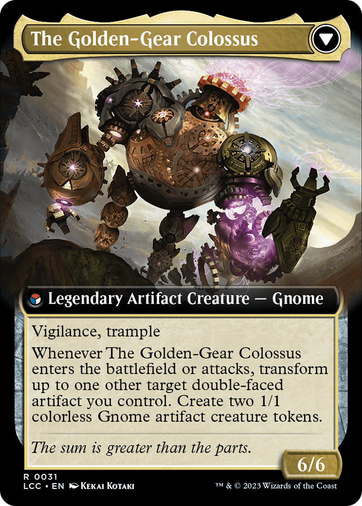 Image of Tetzin, Gnome Champion // The Golden-Gear Colossus (Extended Art) [The Lost Caverns of Ixalan Commander]