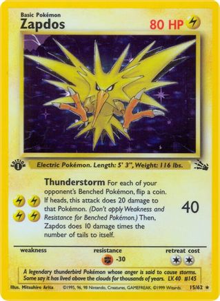 Image of Zapdos (15/62) [Fossil 1st Edition]