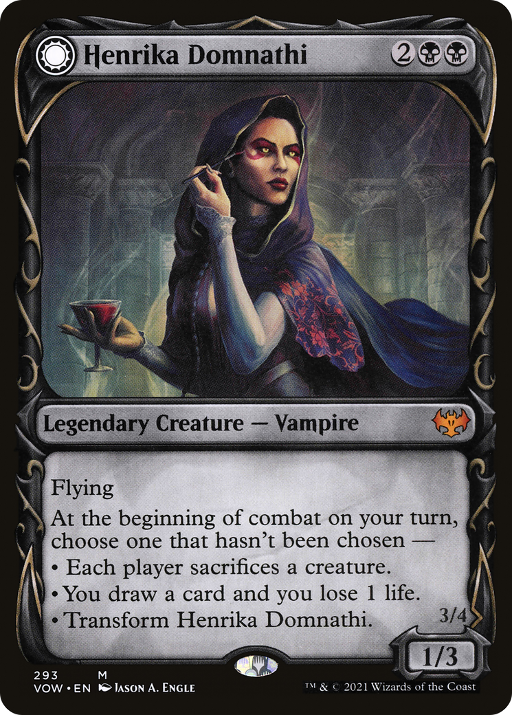 Image of Henrika Domnathi // Henrika, Infernal Seer (Showcase Fang Frame) [Innistrad: Crimson Vow]