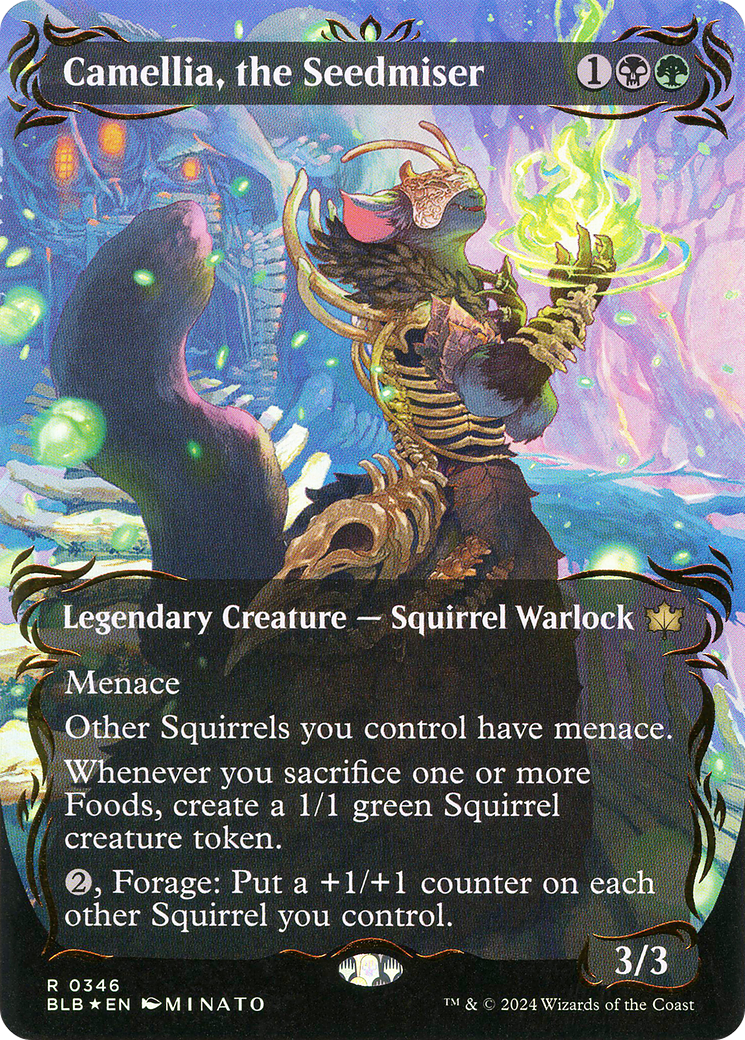 Image of Camellia, the Seedmiser (Borderless) (Raised Foil) [Bloomburrow]
