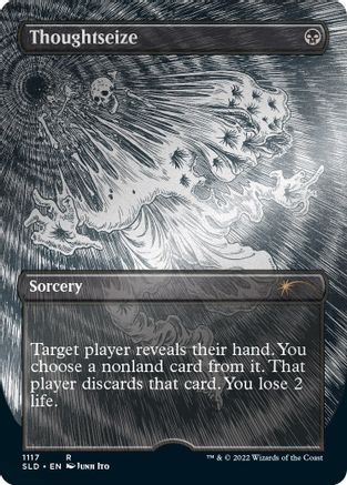 Image of Thoughtseize (Japanese Borderless Etched Foil) [Secret Lair Drop Series]