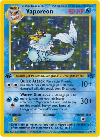 Image of Vaporeon (12/64) [Jungle 1st Edition]