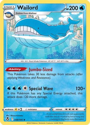 Image of Wailord (038/195) [Sword & Shield: Silver Tempest]