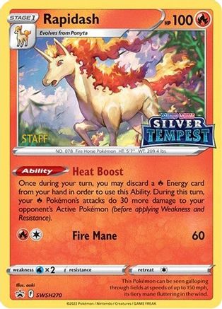Image of Rapidash (SWSH270) (Prerelease) (Staff) [Sword & Shield: Black Star Promos]