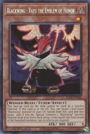Image of Blackwing - Vayu the Emblem of Honor [BLCR-EN060] Secret Rare