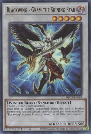 Image of Blackwing - Gram the Shining Star [BLCR-EN063] Ultra Rare