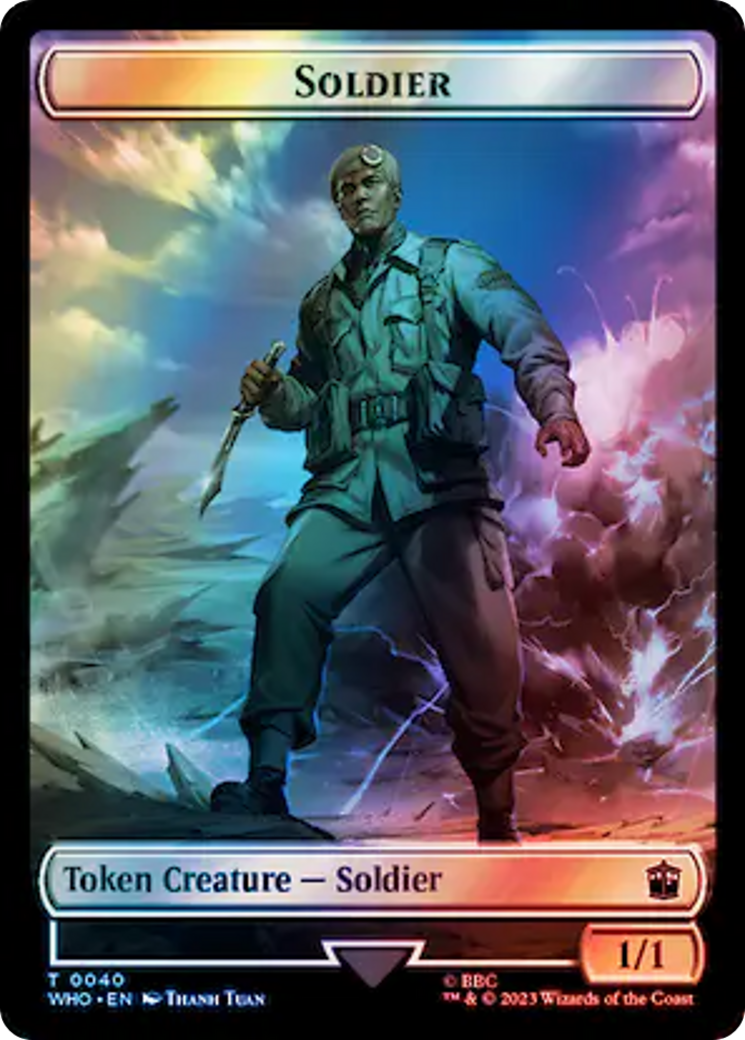 Image of Soldier // Beast Double-Sided Token (Surge Foil) [Doctor Who Tokens]